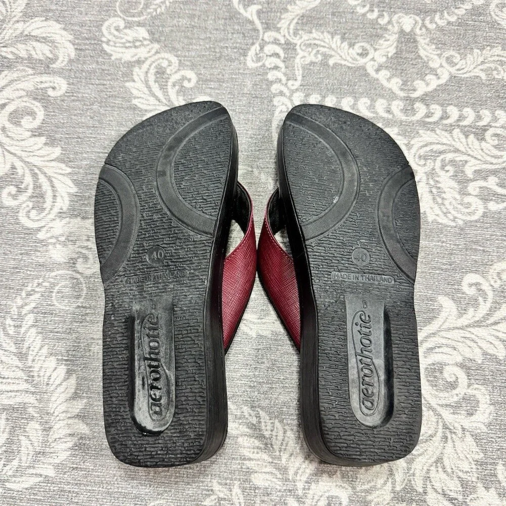 Aerothotic Womens Wedge Flip Flops Thong Sandals Arch Support EU 40